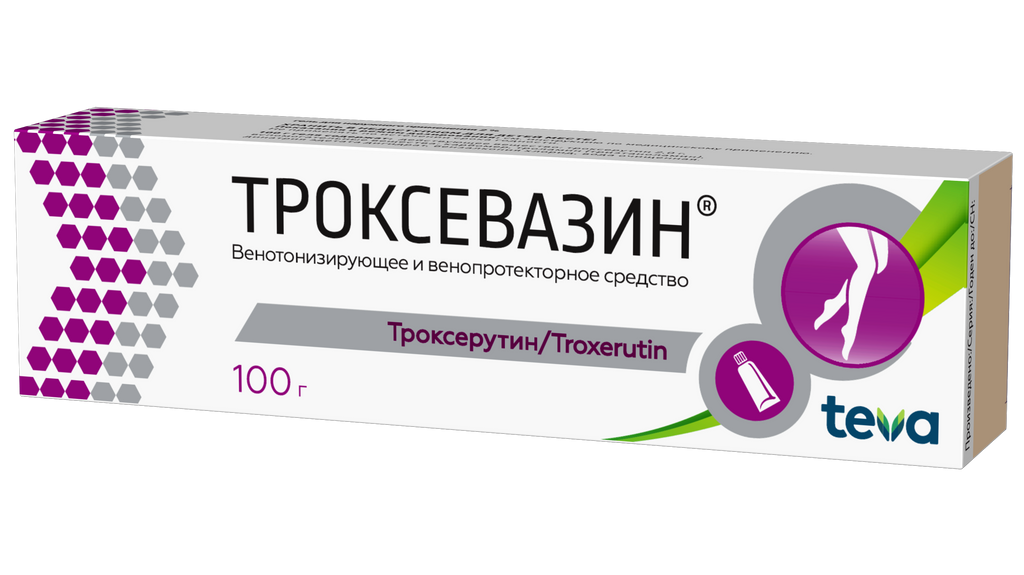 Троксевазин, 2%, гель для наружного применения, 100 г, 1 шт.