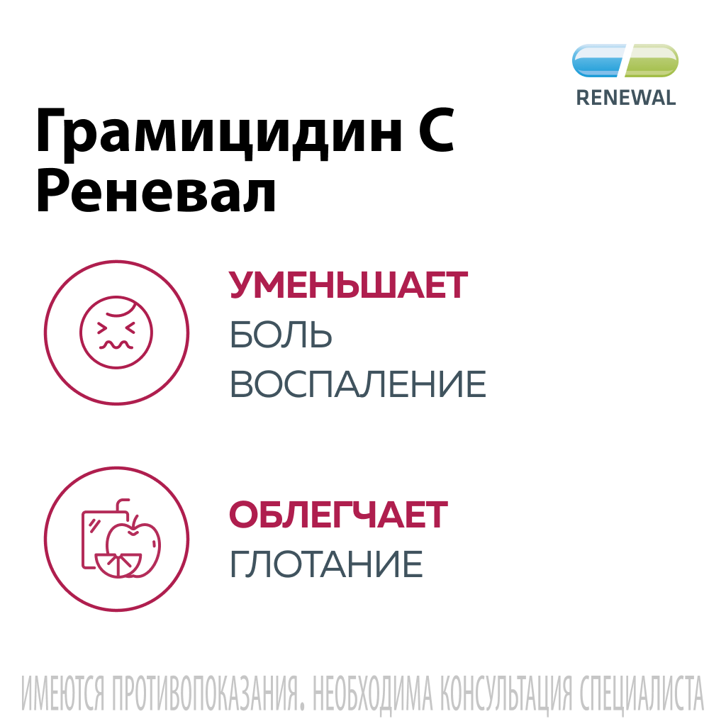 Грамицидин С Реневал, 1.5 мг, таблетки защечные, 30 шт.