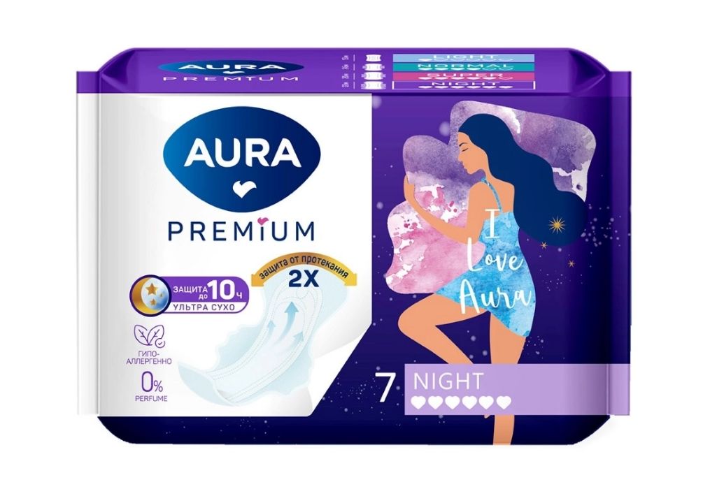 фото упаковки Aura premium прокладки женские гигиенические night