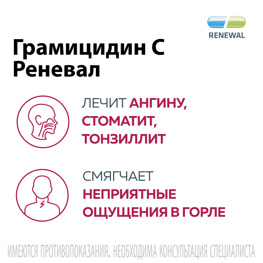 Грамицидин С Реневал, 1.5 мг, таблетки защечные, 30 шт.