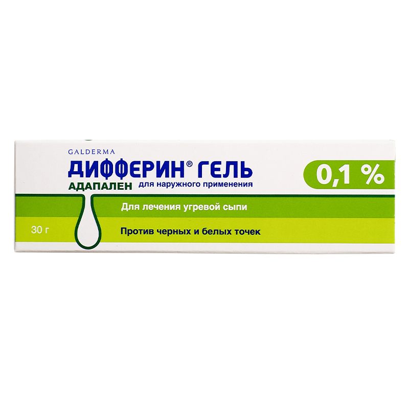 фото упаковки Дифферин, 0.1%, гель для наружного применения, 30 г, 1 шт. фото упаковки Дифферин