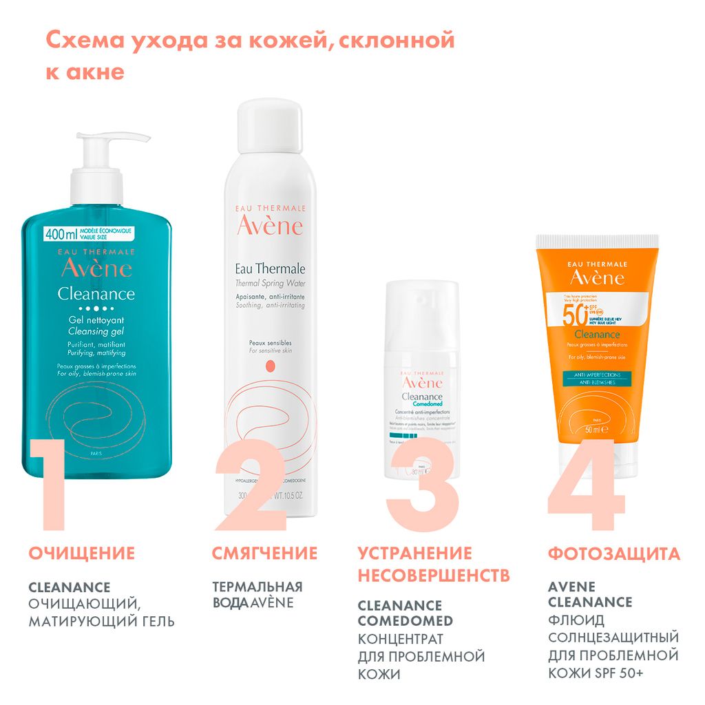 Avene Cleanance очищающий гель, гель для умывания, матирующий, 400 мл, 1 шт.