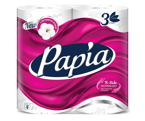 фото упаковки Papia Туалетная бумага 3х-слойная белая