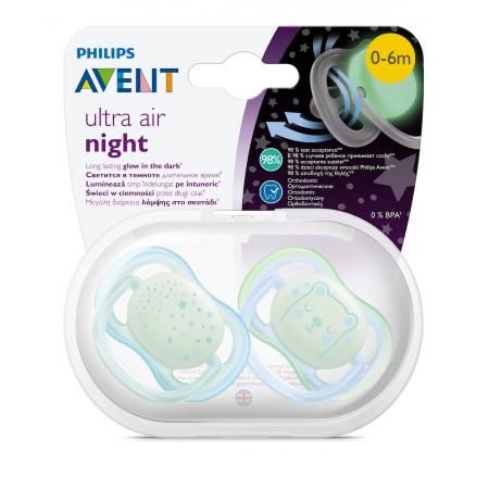 фото упаковки Avent Ultra Air Пустышка ночная для мальчиков 0-6 мес №2