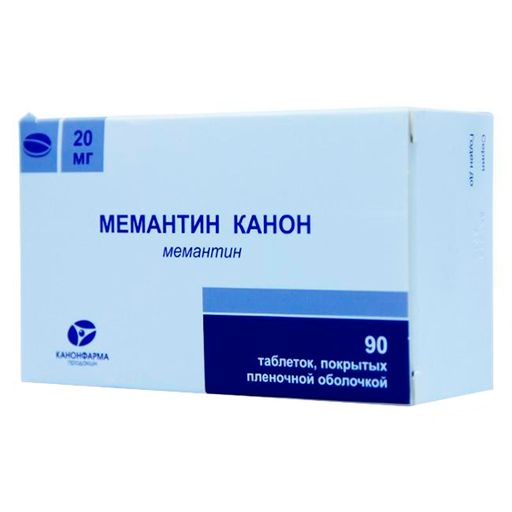 Мемантин Канон, 20 мг, таблетки, покрытые пленочной оболочкой, 90 шт.