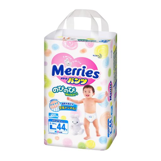 Подгузники-трусики детские Merries, 9-14 кг, р. L, 44 шт. цена