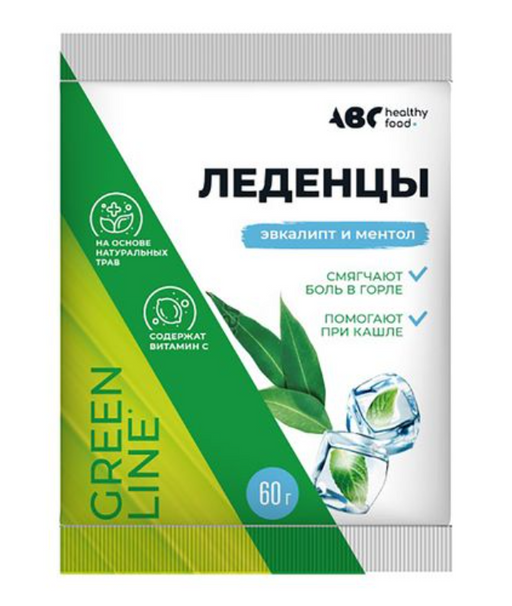 АВС Хэлси фуд Леденцы на основе трав с витамином С, Ментол Эвкалипт, 60 г, 1 шт.