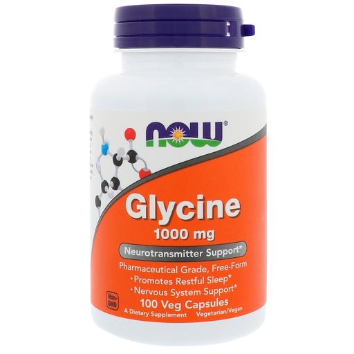 NOW Glycine Глицин, 1000 мг, капсулы, 100 шт. цена