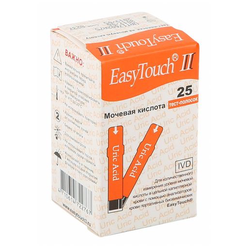 Easy Touch Тест-полоски для определения мочевой кислоты, тест-полоска, 25 шт. цена