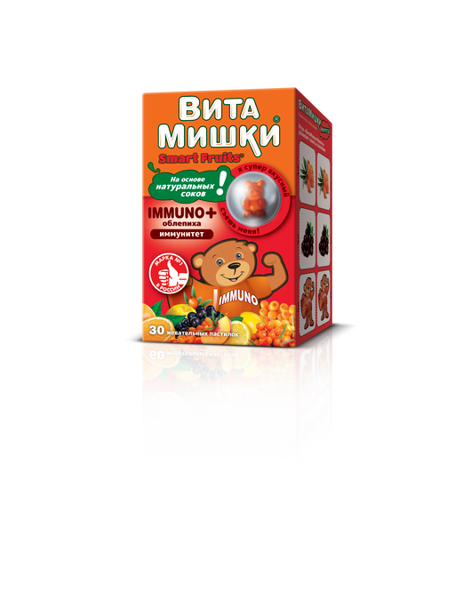 ВитаМишки Immuno + облепиха, 2500 мг, пастилки жевательные, ассорти, 30 шт. цена