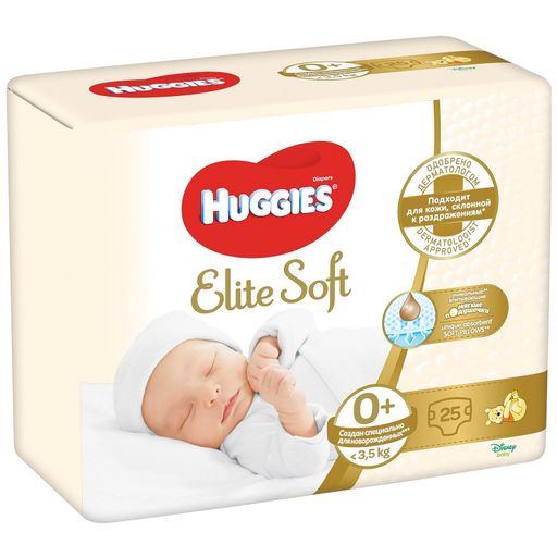 Huggies Elite Soft Подгузники детские, р. 0, до 3,5 кг, 25 шт. цена