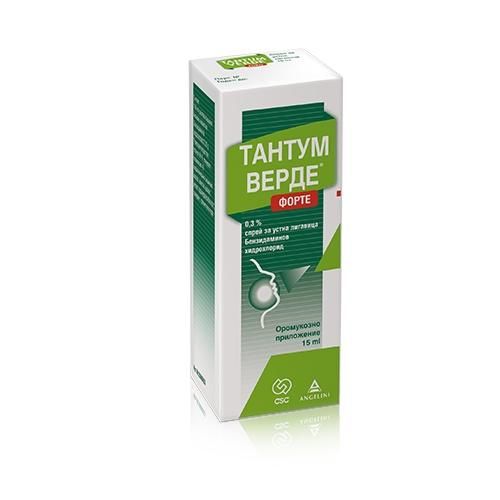 Тантум Верде форте, 0.51 мг/доза, спрей для местного применения дозированный, 15 мл, 1 шт. цена