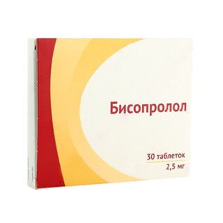 Бисопролол, 2.5 мг, таблетки, покрытые пленочной оболочкой, 30 шт. цена