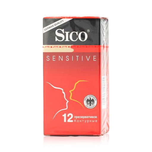 Презервативы Sico Sensitive, презерватив, анатомической формы, 12 шт. цена