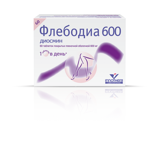 Флебодиа 600, 600 мг, таблетки, покрытые пленочной оболочкой, 60 шт. цена